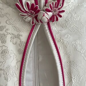 White and Pink Embroidere “Qi Pao” dress
